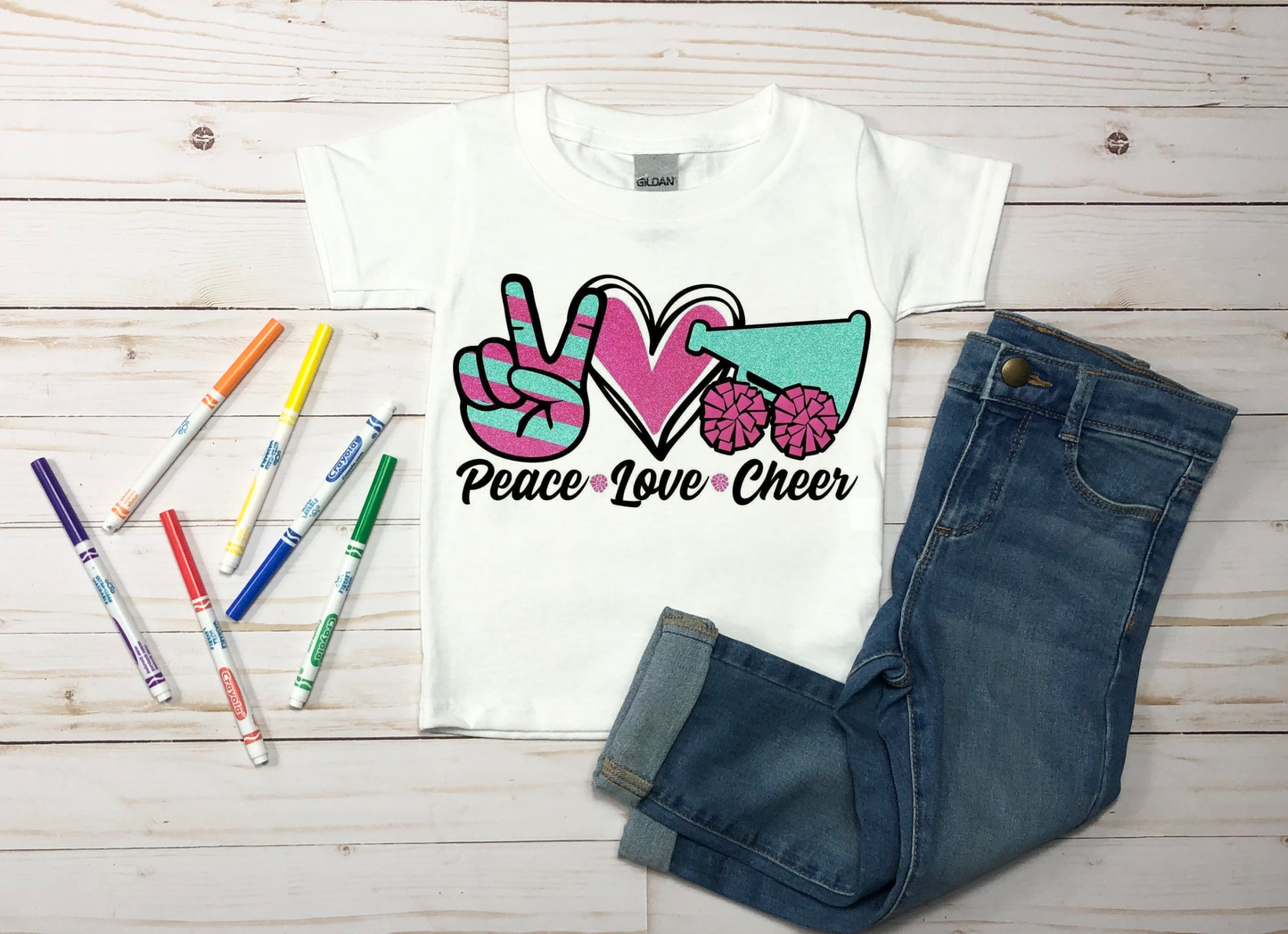 Peace Love Cheer Kids Shirt